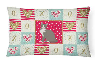 CK5743PW1216 Cat Print Love Fabric Decorative Pillow