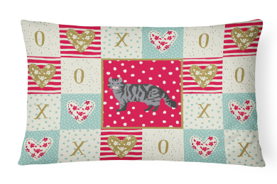 CK5546PW1216 Cat Print Love Fabric Decorative Pillow