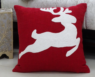 Chicos Home 20" x 20" Red Christmas Throw Pillow-Reindeer