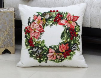 Chicos Home 20" x 20" Christmas Throw Pillow Wreath