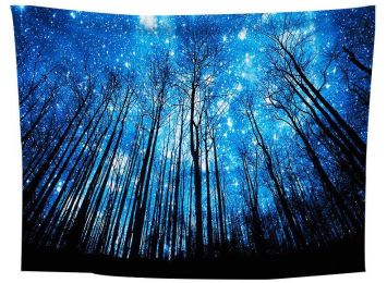 Printed Tall Trees Light Up The Sky Tapestry Multifunctional Tapestry Sitting Carpet Wall Hanging