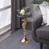 13" x 25" Gold Aluminum Sea Horse Accent Table with Black Marble Table Top; 1-Piece