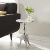 Silver Round Aluminum; Traditional and Sophisticated Accent Side Table; 15"W x 22"H