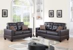 2 Piece Faux Leather Sofa and Loveseat Set in Espresso