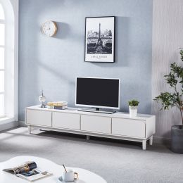 White TV Stand; Media Console Television Table with 4 Storage Drawer for Living Room and Bedroom