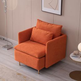 Modern fabric accent armchair; upholstered single sofa chair; Orange Cotton Linen-30.7''