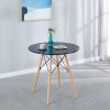 31.5&quot;Black Table Mid-century Dining Table for 2-4 people With Round Mdf Table Top; Pedestal Dining Table; End Table Leisure Coffee Table