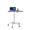 Adjustable Height Black Tempered Glass Table Desk Table with Lockable Wheels(Adjustable Range 24.2 "~32.7 ")