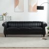 84'' Black PU Rolled Arm Chesterfield Three Seater Sofa.