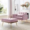 Recline Sofa Chair with Ottoman; Two Arm Pocket and Wood Frame include 1 Pillow; Pink (40.5&rdquo;x33&rdquo;x32&rdquo;)