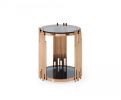 Modrest Bryce Modern Smoked Glass &amp; Rosegold Round End Table