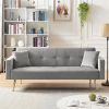 GREY Velvet Convertible Folding Futon Sofa Bed ; Sleeper Sofa Couch for Compact Living Space.