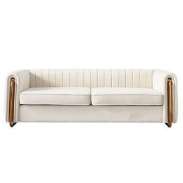 Modern velvet sofa beige color