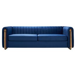 Modern velvet sofa blue color