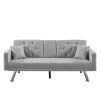 Square Arm Armrests; Grey Linen Convertible Sofa and Daybed