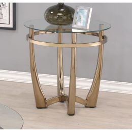 Orlando II End Table in Champagne & Clear Glass 81612