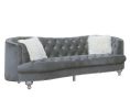 Afreen Button Tufted Sofa Finished with Velvet Fabric Upholstery in Gray