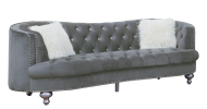 Afreen Button Tufted Sofa Finished with Velvet Fabric Upholstery in Gray