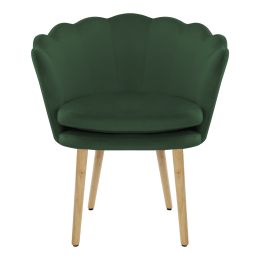 Vanbow.Shell shaped velvet fabric armchair; living room bedroom Green