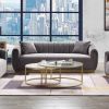 Elchanon Sofa w/2 Pillows in Gray Velvet &amp; Gold Finish 55670