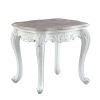 Ciddrenar End Table; Marble Top & White Finish 84312