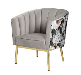 Colla Accent Chair; Gray Velvet &amp; Gold 59816