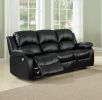 Comfortable Double Reclining Sofa 1pc Black Bonded Leather Match Solid Wood Plywood Frame Living Room Furniture