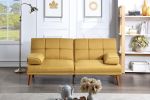 Mustard Polyfiber Adjustable Tufted Sofa Living Room Solid wood Legs Comfort Couch