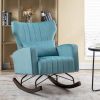 Velvet Nursery Rocking Chair; Accent Rocking Chair with with Solid Metal Legs; Upholstered Comfy Glider Rocker for Reading; Bedroom and Living Room