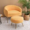 Accent Chair with Ottoman/Gold Legs; Modern Accent Chair for Living Room; Bedroom or Reception Room; Teddy Short Plush Particle Velvet Armchair with O