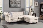 Waldina Reversible Sectional Sofa in Beige Fabric LV00643