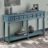 Retro Console Table Entryway Table 58" Long Sofa Table with 2 Drawers in Same Size and Bottom Shelf for Storage (Dark Blue)