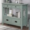 36'' Farmhouse Pine Wood Console Table Entry Sofa Table with 4 Drawers & 1 Storage Shelf for Entryway Living Room Bedroom Hallway Kitchen(Green)