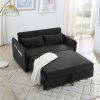 Pull-out sofa sleeper; 3-in-1 adjustable sleeper with pull-out bed; 2 lumbar pillows and side pocket; soft velvet convertible sleeper sofa bed; suitab