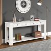 63" Pine Wood Console Table with 4 Drawers and 1 Bottom Shelf for Entryway Hallway Easy Assembly 63 inch Long Sofa Table (Antique White)