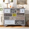 [Not allowed to sell to Wayfair]U_Style Accent Storage Cabinet with 13 Drawers; Modern Decorative Cabinet with Wood Frame and Colorful Pattern for Ent