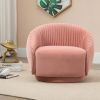 Home Velvet Barrel Arm Chair; Embossing Fleece Upholstered Chair with Golden Legs Accent Club Sofa Chair for Living Bedroom Patio