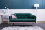 [New+Video]2156 sofa includes 2 pillows 58" green velvet sofa for small spaces