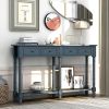 TREXM Console Table Sofa Table Easy Assembly with Two Storage Drawers and Bottom Shelf for Living Room; Entryway (Antique Navy)