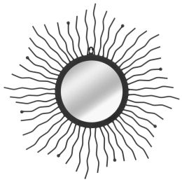 Wall Mirror Sunburst 23.6" Black