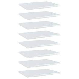 Bookshelf Boards 8 pcs High Gloss White 15.7"x11.8"x0.6" Chipboard