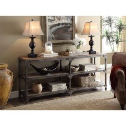 Gorden Console Table in Weathered Oak & Antique Silver