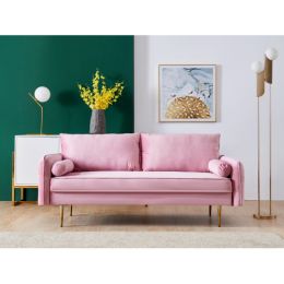 Velvet Fabric sofa with pocket-71"pink