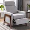 Wood-Framed Upholstered Recliner Chair Adjustable Home Theater Seating with Thick Seat Cushion and Backrest Modern Living Room Recliners; Gray