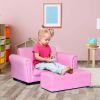 Pink Kids Sofa Armchair Couch Lounge Kids Birthday Gift With Footstool