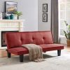 Modern Fabric Futon Sofa Bed; Convertible Folding Futon Sofa Bed Sleeper for Home Living Room.(RED)