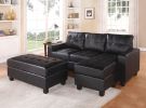 Lyssa Sectional Sofa & Ottoman in Black Bonded Leather Match