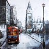 Abstract london and red bus - 12x12 Print on canvas