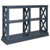 TREXM Console Table with 3-Tier Open Storage Spaces and 'X' Legs; Narrow Sofa Entry Table for Living Room; Entryway and Hallway (Navy Blue)