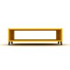 HT Design Kipp Cross Legs Wooden Frame Rectengular Coffee Table for Living Rooms with Interior Shelving; Walnut/Yellow